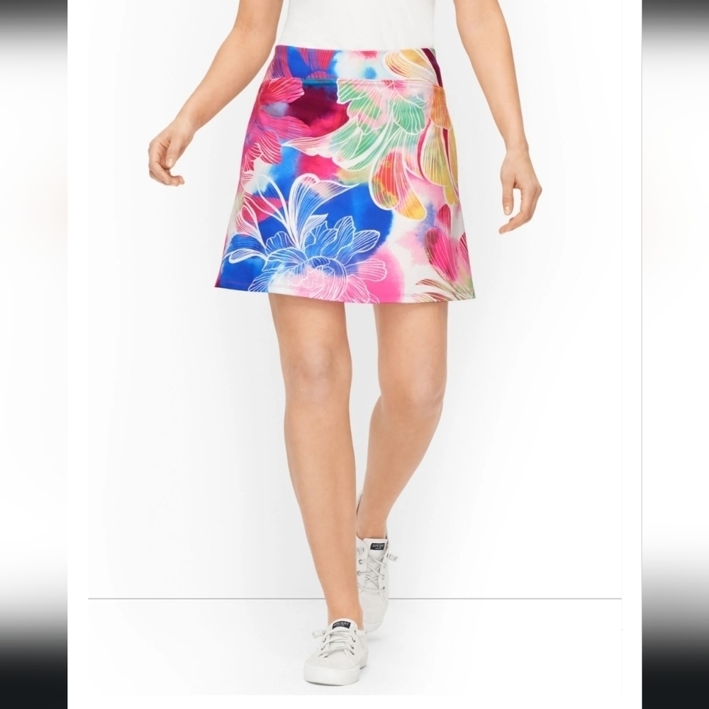 T by Talbots Watercolor Floral Skirt , Size P - Picture 1 of 10
